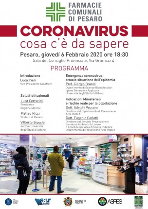 "Coronavirus: cosa c'è da sapere", giovedì a Pesaro incontro aperto alla cittadinanza