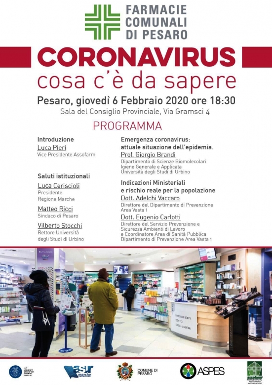 "Coronavirus: cosa c'è da sapere", giovedì a Pesaro incontro aperto alla cittadinanza