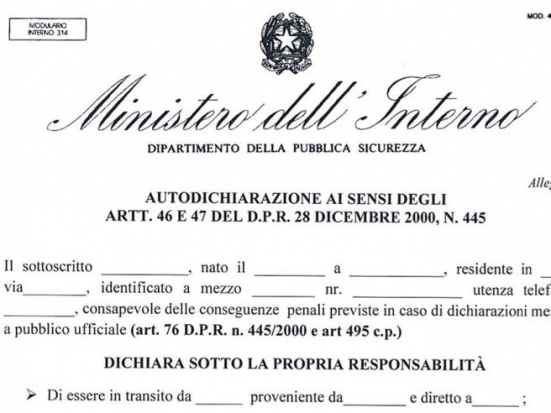 Spostamenti, come funziona e il modulo per l'autocertificazione da scaricare