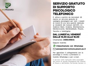 Attivato un servizio gratuito di supporto psicologico telefonico