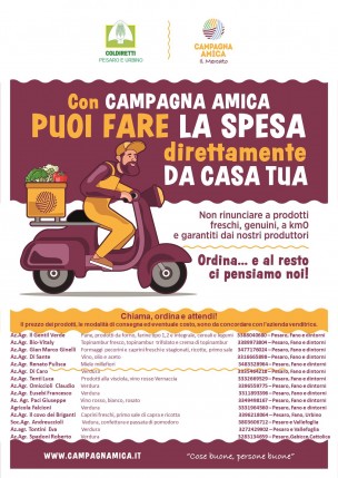 Coldiretti Pesaro Urbino: "Campagna Amica non si ferma e lancia anche il servizio a domicilio"