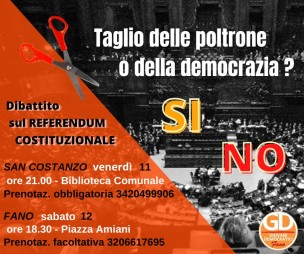 I Giovani Democratici di Fano organizzano due incontri per un dibattito sul prossimo Referendum Costituzionale