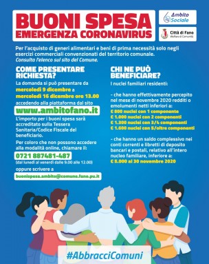 Fano, in arrivo i buoni spesa per le famiglie in difficoltà: è possibile fare domanda dal 9 al 16 dicembre