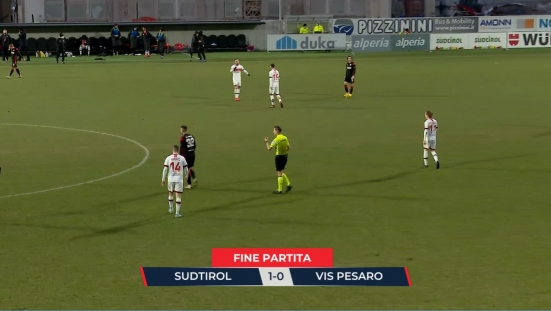 Südtirol 1 - Vis Pesaro 0: altra sconfitta per i biancorossi nel difficile campo di Bolzano