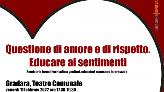 A Gradara venerdì il seminario formativo "Questione di amore e di rispetto. Educare ai sentimenti"