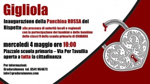 Mercoledì 4 maggio alle 10:00 a Gradara verrà inaugurata la Panchina Rossa del Rispetto