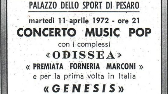 "I Genesis a Pesaro, 50 anni fa la magia di un concerto epico": oggi alle 17:30 conferenza in Sala Rossa