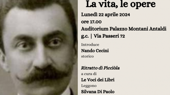 Ente Olivieri, lunedì 22 aprile a Palazzo Montani Antaldi il convegno che celebra il poeta Giuseppe Picciòla
