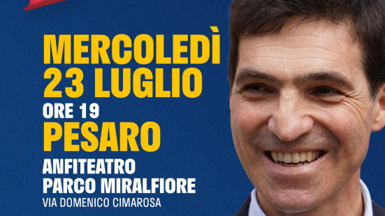 Francesco Acquaroli a Pesaro: incontro pubblico al Parco Miralfiore per parlare del futuro delle Marche