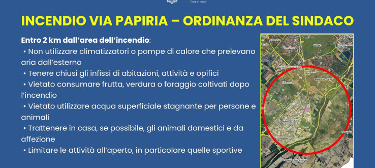 Incendio a Fano: ordinanza urgente per la tutela della salute pubblica