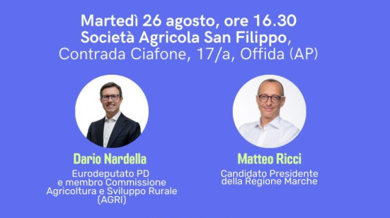 Offida, Ricci lancia l'iniziativa "Agricoltura e valorizzazione della terra per un cambio di Marche"