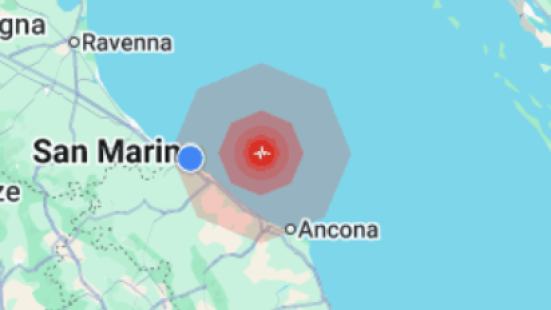 Terremoto nelle Marche: magnitudo 4,4 con epicentro al largo di Pesaro