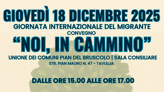 Giornata internazionale del migrante con il convegno "Noi, in cammino"