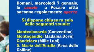 Scuole aperte a Pesaro, stop solo in alcune zone collinari