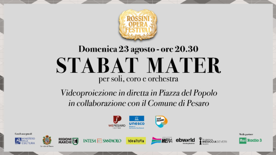 Stabat Mater a Pesaro, videoproiezione gratuita in piazza del Popolo per il finale del Rossini Opera Festival